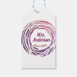 Etiqueta Para Presente Mrs name pink mauve border since year wedding brid