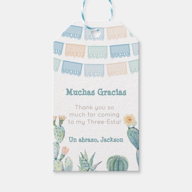 Etiqueta Para Presente Muchas Gracias Taco Partido Chá Fiesta Mexicano (Frente)