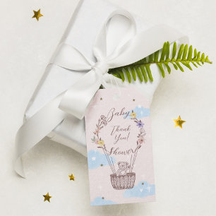 Etiqueta Para Presente Muito Obrigado, Balão De Ar Quente, Urso De Teddy