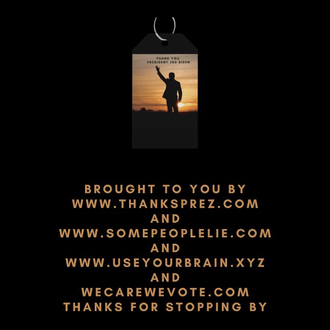 Etiqueta Para Presente Muito obrigado, Senhor Presidente Joe Biden (Criador carregado)