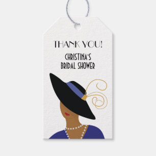 Etiqueta Para Presente Mulher Art Déco dos Anos 1930 de Chapéu Preto Chá 