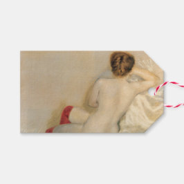 Etiqueta Para Presente Mulher Atraente com Meias Vermelhas