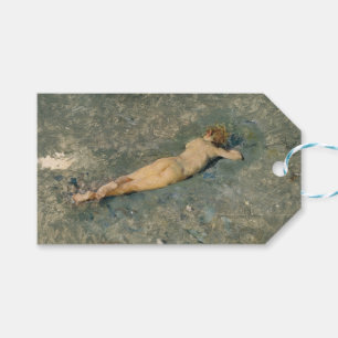 Etiqueta Para Presente Mulher banhando sol na praia em Portici
