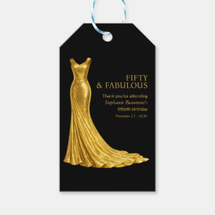 Etiqueta Para Presente Mulher Elegante Fabulosa Vestido Dourado Aniversár