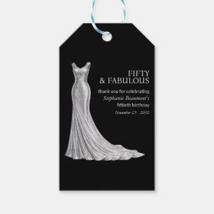 Etiqueta Para Presente Mulher Elegante Fabulosa Vestido Prata 50º Anivers
