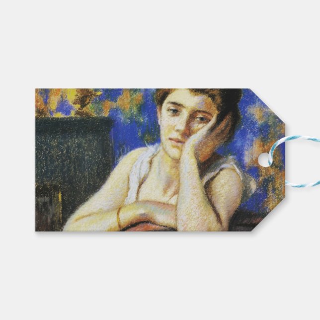 Etiqueta Para Presente Mulher Encostada a uma Cadeira (Frente (horizontal))