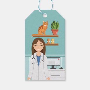 Etiqueta Para Presente Mulher Veterinária Menina Veterinária Com Gato Lar