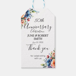 Etiqueta Para Presente Multicolor floral Moderno 50º aniversário de casam