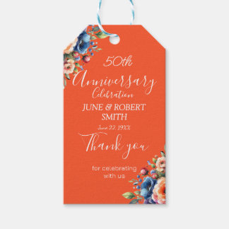 Etiqueta Para Presente Multicolor floral Moderno 50º aniversário de casam