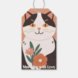 Etiqueta Para Presente Murmúrio com Amor Personalizado Felino Feliz Fofo