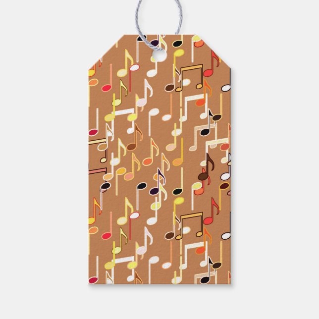 Etiqueta Para Presente Musical Notes impressão - Caramel Tan, Multi (Frente)