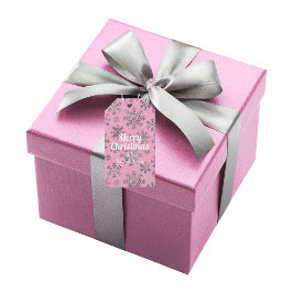 Etiqueta Para Presente Na moda cor-de-rosa com flocos de neve elegantes