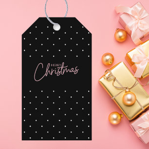 Etiqueta Para Presente Na moda cor-de-rosa preto e branco, feliz Script d