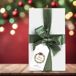 Etiqueta Para Presente Na moda de Christmas Poinsettia e Holly Wreath<br><div class="desc">Na moda de Poinsettia de Natal e Holly Wreath com o nosso elegante design floral de aquarela e texto moderno. Fácil de personalizar com texto, fontes e cores. Criado pelo designer Zazzle pro BK Thompson © exclusivamente para Cedar e String; entre em contato conosco se precisar de assistência com o...</div>