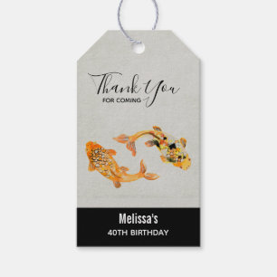 Etiqueta Para Presente Na moda Dourado Peixe Koi Obrigado