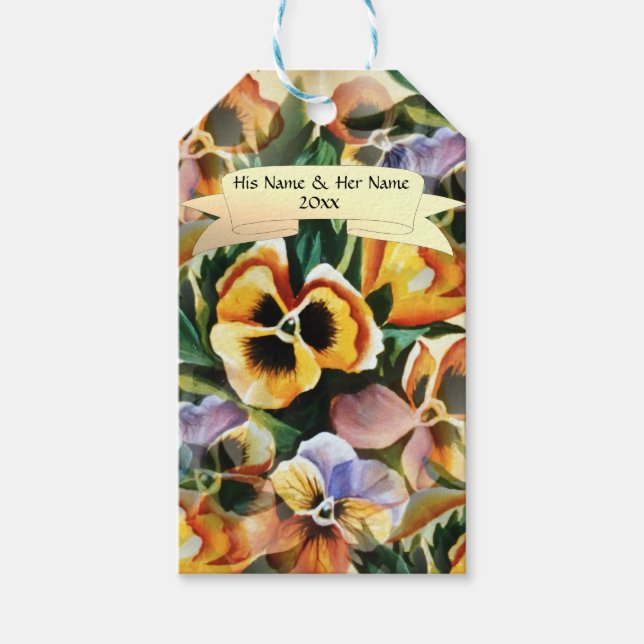 Etiqueta Para Presente Na moda Gorgeous Pansies Personalizam (Frente)