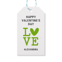 Namorados verde e coração branco marca de presente