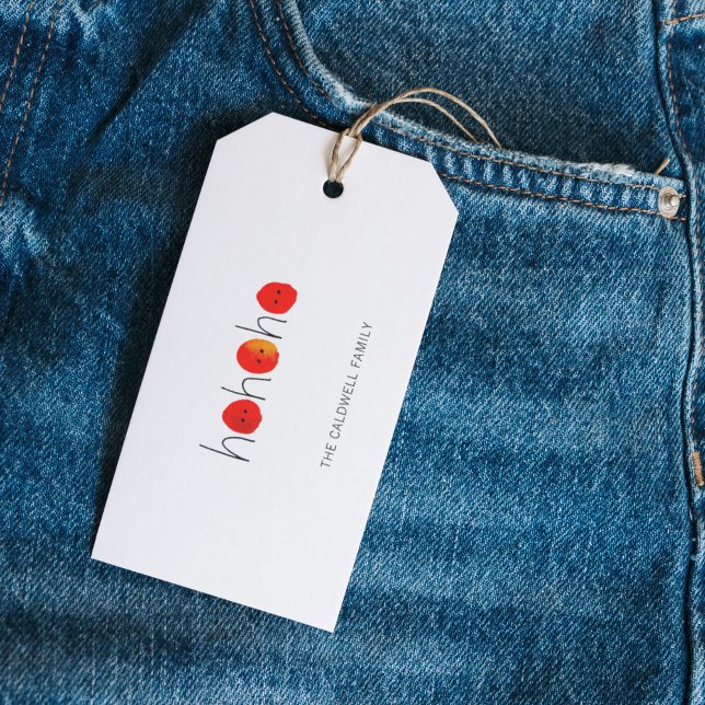 Etiqueta Para Presente Nariz pintado Mão de Natal (Ho Ho Ho Christmas Gift Tag)