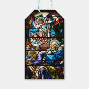 Etiqueta Para Presente Nascimento da janela de vitral de Jesus