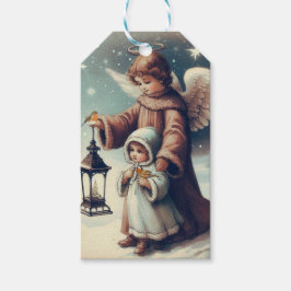 Etiqueta Para Presente Natais vintages Angel, Criança e Aves