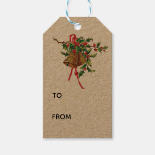 Etiqueta Para Presente Natais vintages Sinos Com Holly