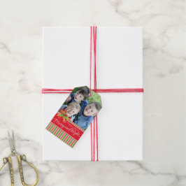 Etiqueta Para Presente Natal adicione a sua própria foto, vermelha, etiqu