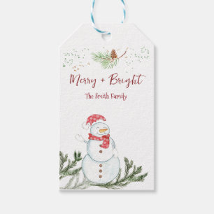Etiqueta Para Presente Natal alegre do boneco de neve