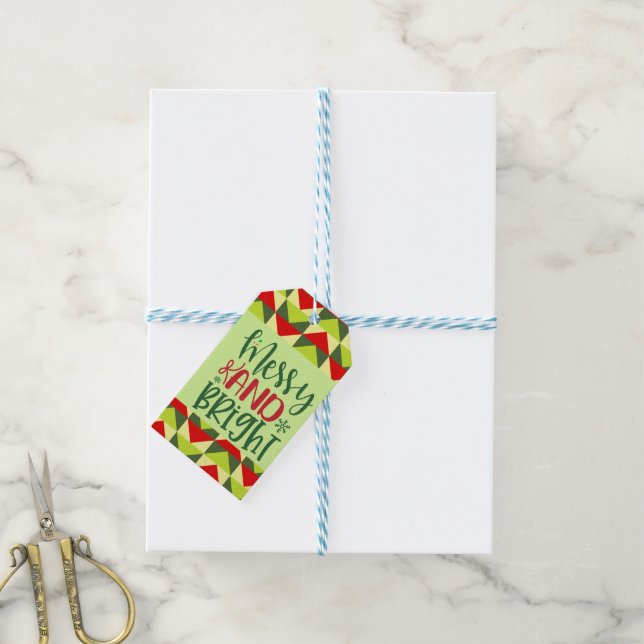 Etiqueta Para Presente Natal Alegre e Brilhante  (Com cordão)