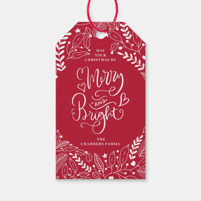 Etiqueta Para Presente Natal Alegre e Brilhante  (Frente)
