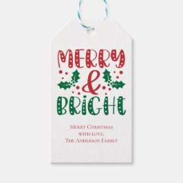 Etiqueta Para Presente Natal Alegre e Brilhante Azevinho Vermelho e Verde