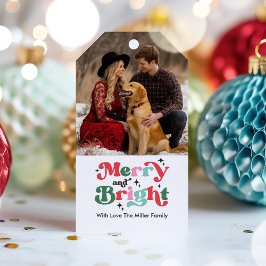 Etiqueta Para Presente Natal Alegre E Brilhante Festa Retro Colorida