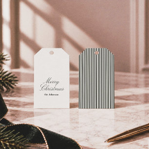 Etiqueta Para Presente Natal Alegre Editorial Elegante Verde e Creme
