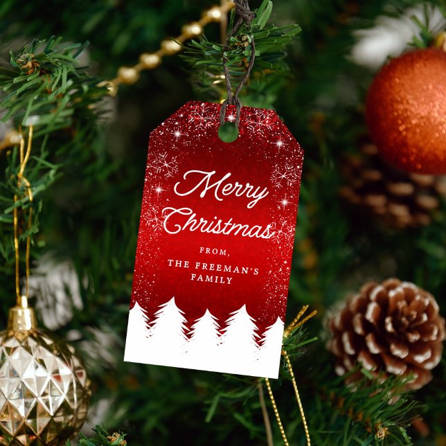 Etiqueta Para Presente Natal Alegre Vermelho e Branco (Criador carregado)