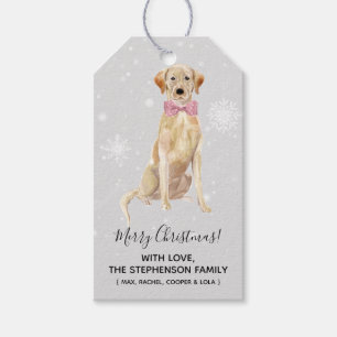 Etiqueta Para Presente Natal amarelo do feriado de labrador retriever do