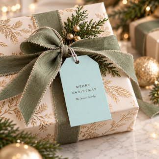 Etiqueta Para Presente Natal Azul Claro Minimalista Simples Moderno