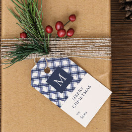 Etiqueta Para Presente Natal Azul Monograma