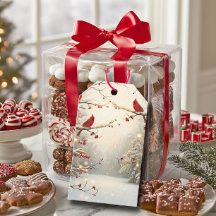 Etiqueta Para Presente Natal Belos Cardinals Inverno Neve