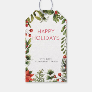 Etiqueta Para Presente Natal Berries Greenery Watercolor
