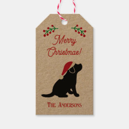 Etiqueta Para Presente Natal Black Labrador Puppy Silhouette