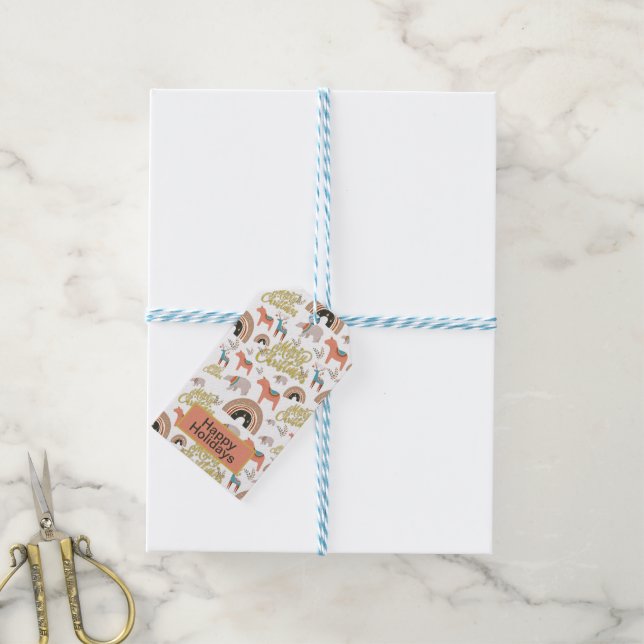 Etiqueta Para Presente Natal Boho de Férias (Com cordão)