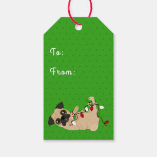 Etiqueta Para Presente Natal bonito do Pug do elogio do feriado