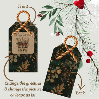 Etiqueta Para Presente Natal Botânico Verde Elegante