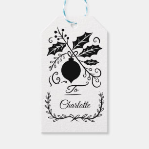 Etiqueta Para Presente Natal branco e preto elegante