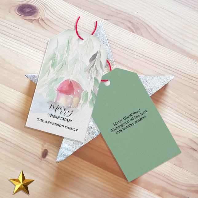 Etiqueta Para Presente Natal Branco Vila do País (Criador carregado)