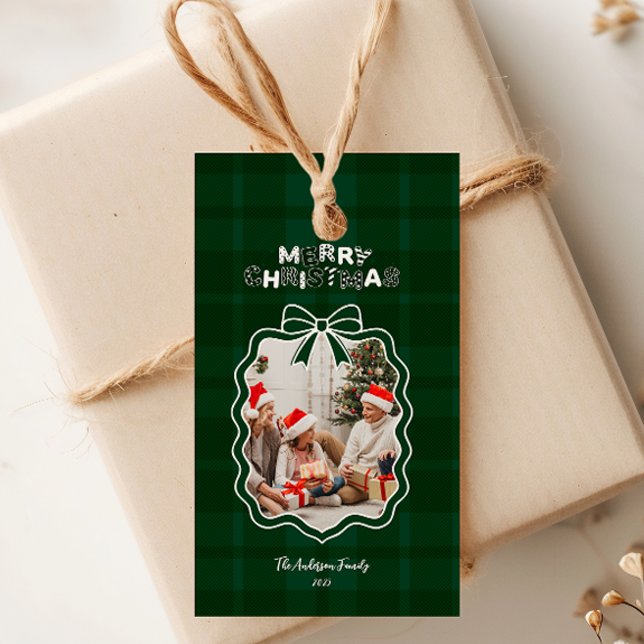 Etiqueta Para Presente Natal Caprichoso Xadrez Verde Retro (Criador carregado)