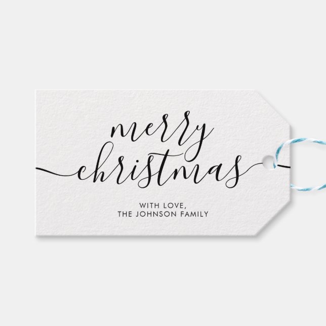 Etiqueta Para Presente Natal clássico da caligrafia (Frente (horizontal))