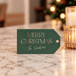 Etiqueta Para Presente Natal Colorido Retro Verde Alegre