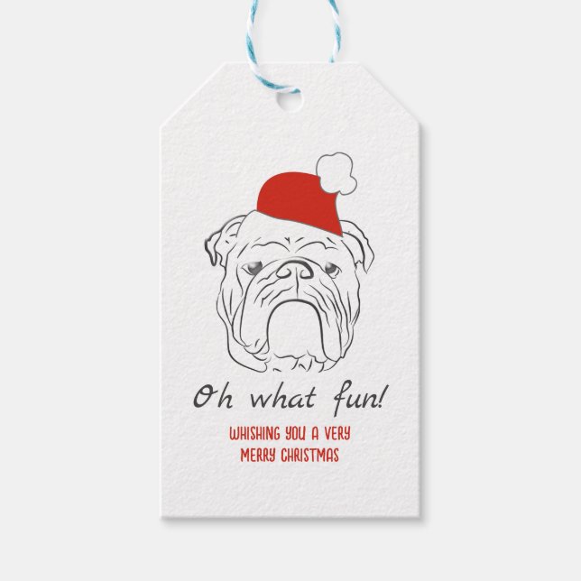 Etiqueta Para Presente Natal com Bulldog Inglês  (Frente)