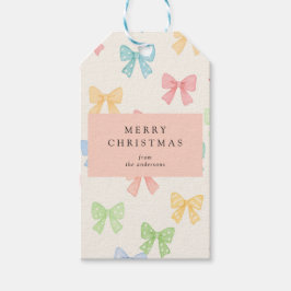 Etiqueta Para Presente Natal com Padrão de Laço Colorido Fofo