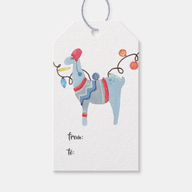 Etiqueta Para Presente Natal com tema de lhama (Frente)